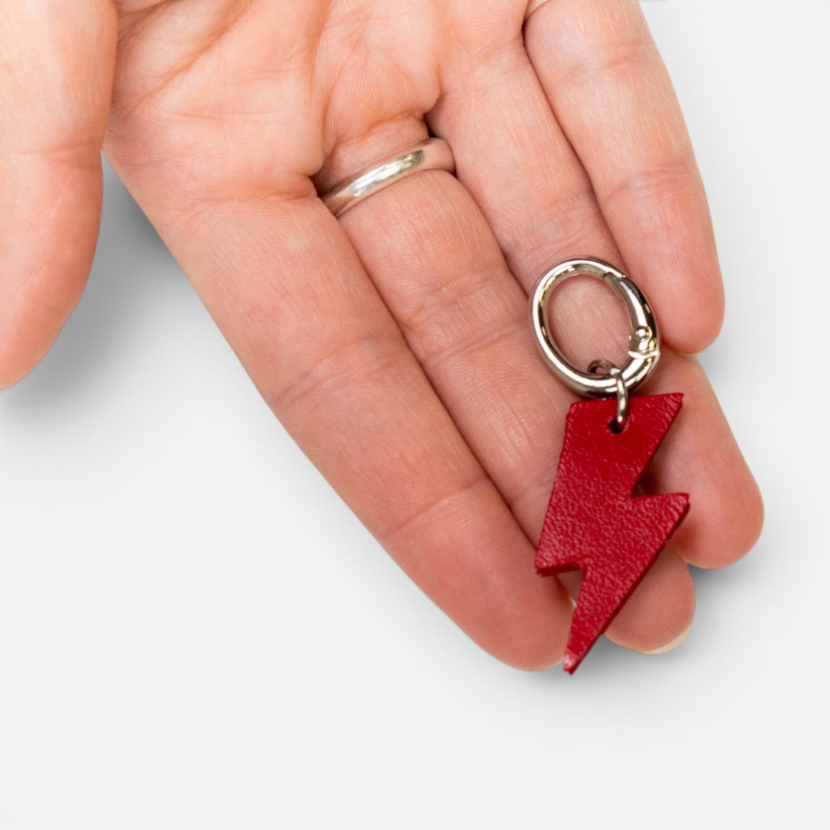 Red Lightning Bolt Leather Charm