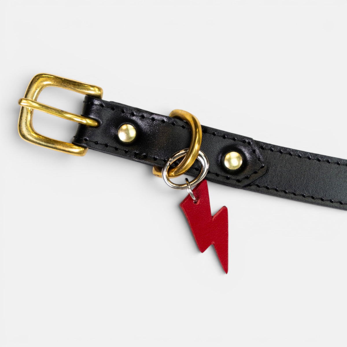 Red Lightning Bolt Leather Charm