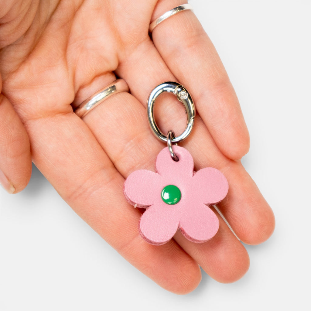 Pink Flower Leather Charm