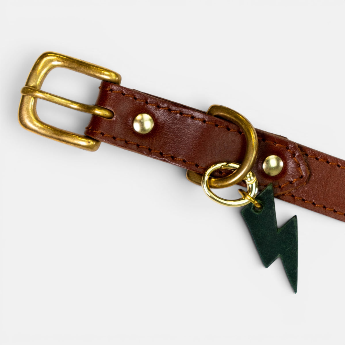 Forest Green Lightning Bolt Leather Charm