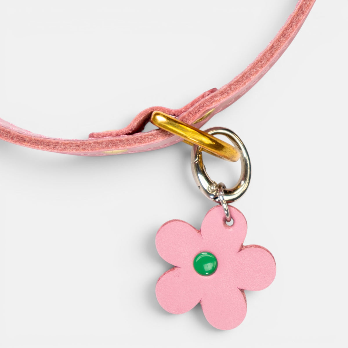 Pink Flower Leather Charm