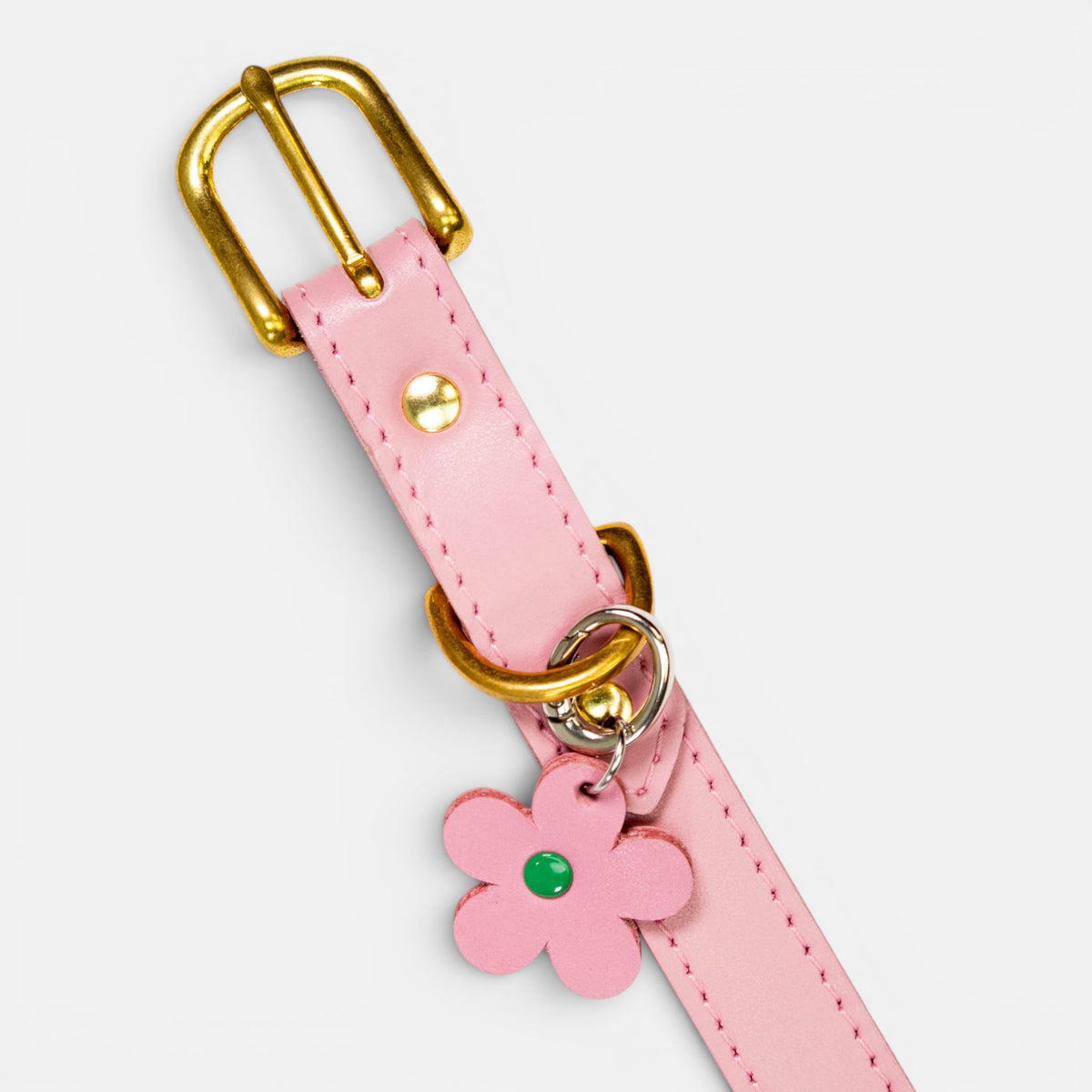 Pink Flower Leather Charm