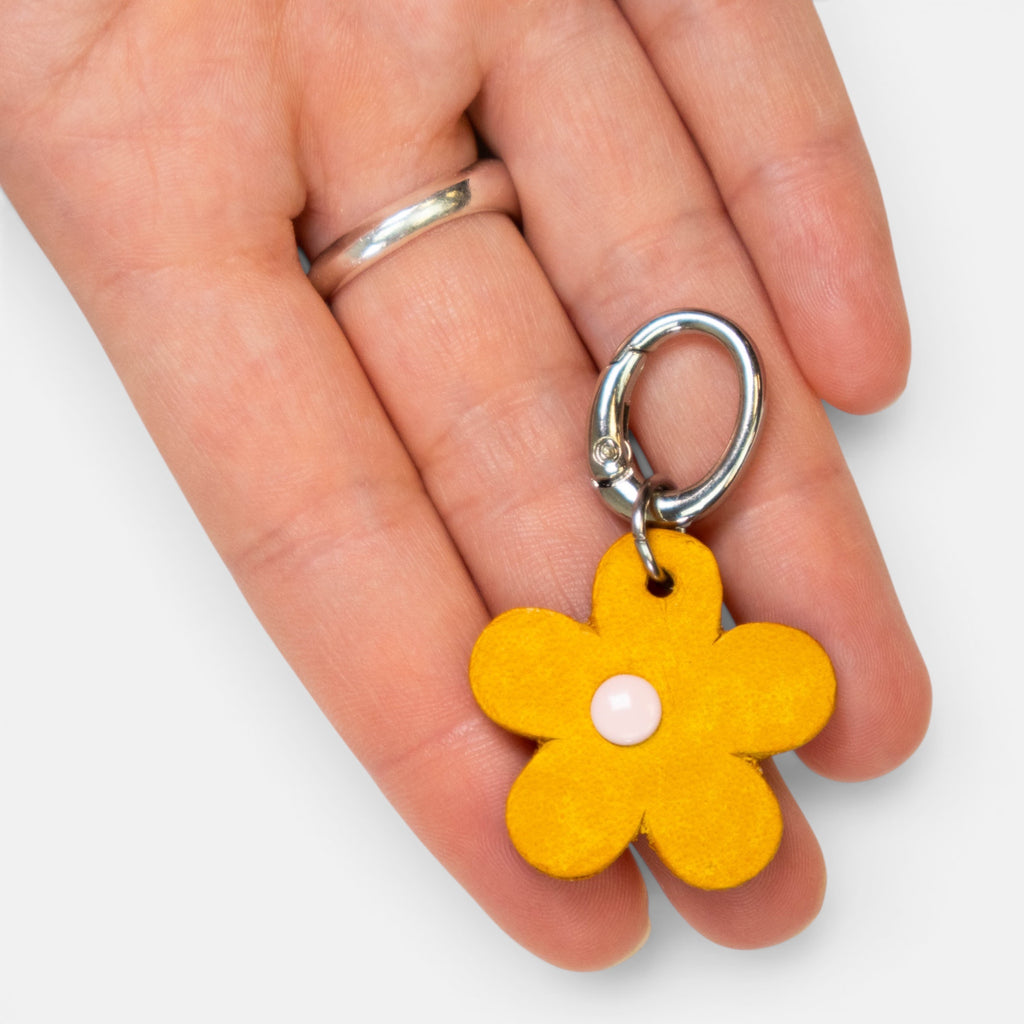 Yellow Flower Leather Charm