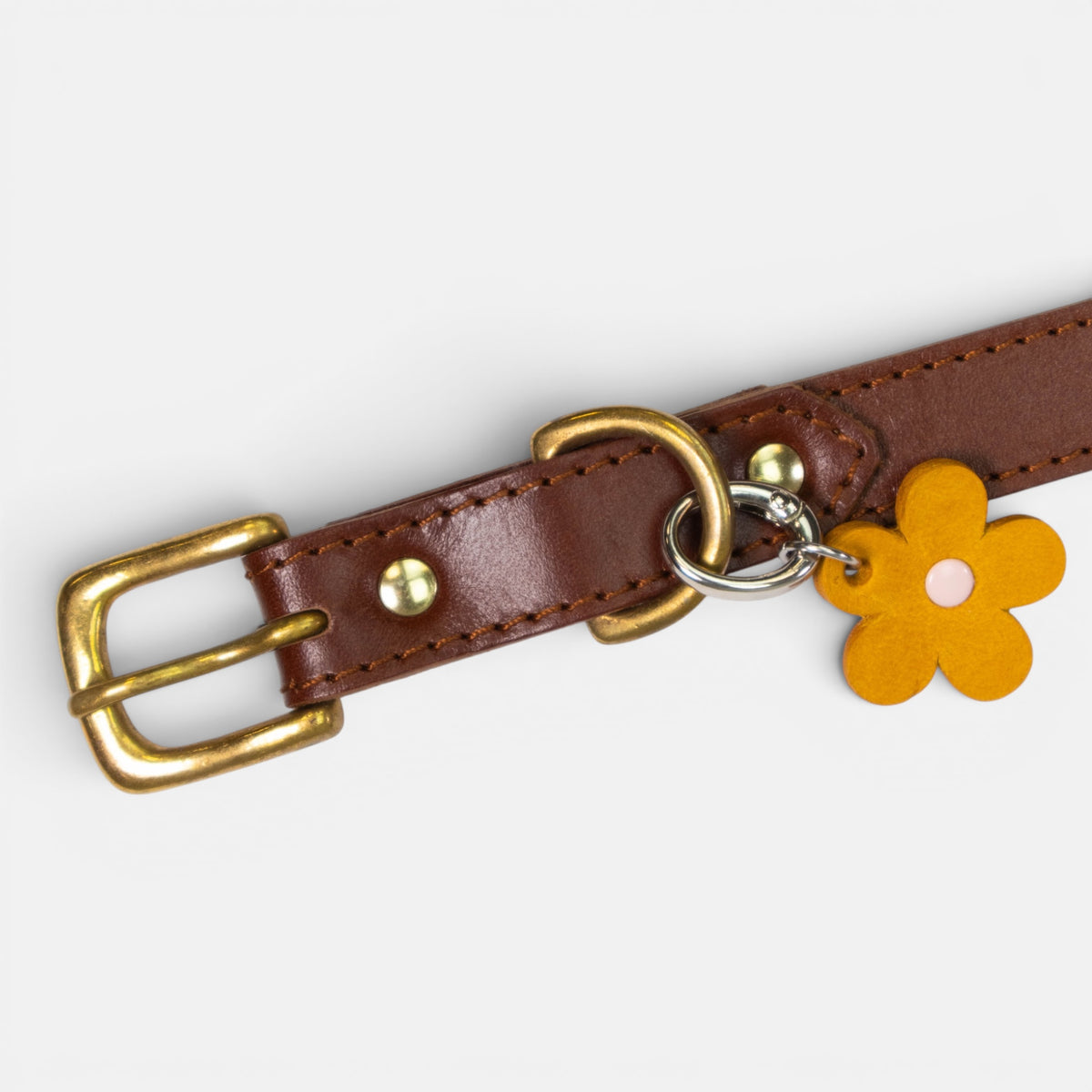 Yellow Flower Leather Charm