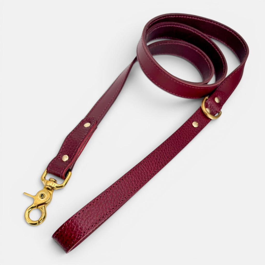 Burgundy Leather Dog Lead