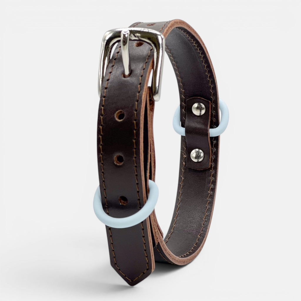 Chocolate Brown Leather Dog Collar