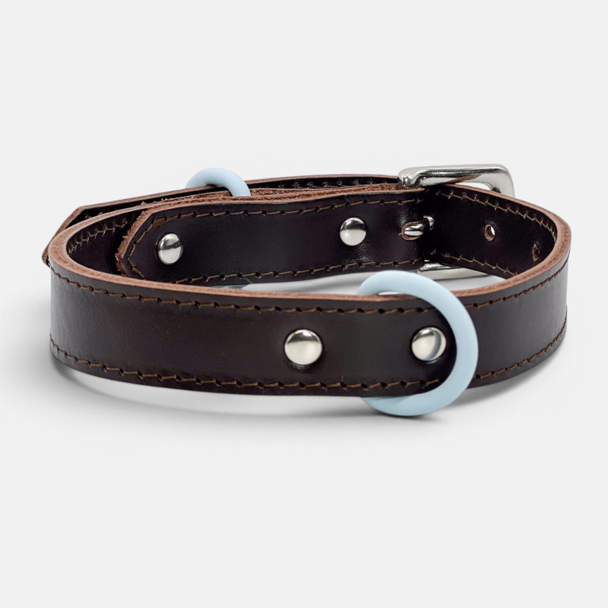 Chocolate Brown Leather Dog Collar