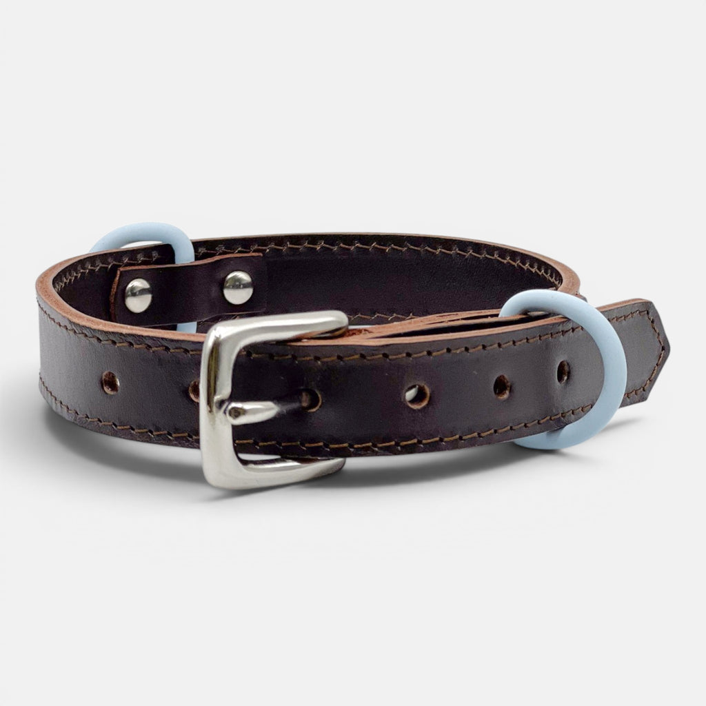 Chocolate Brown Leather Dog Collar