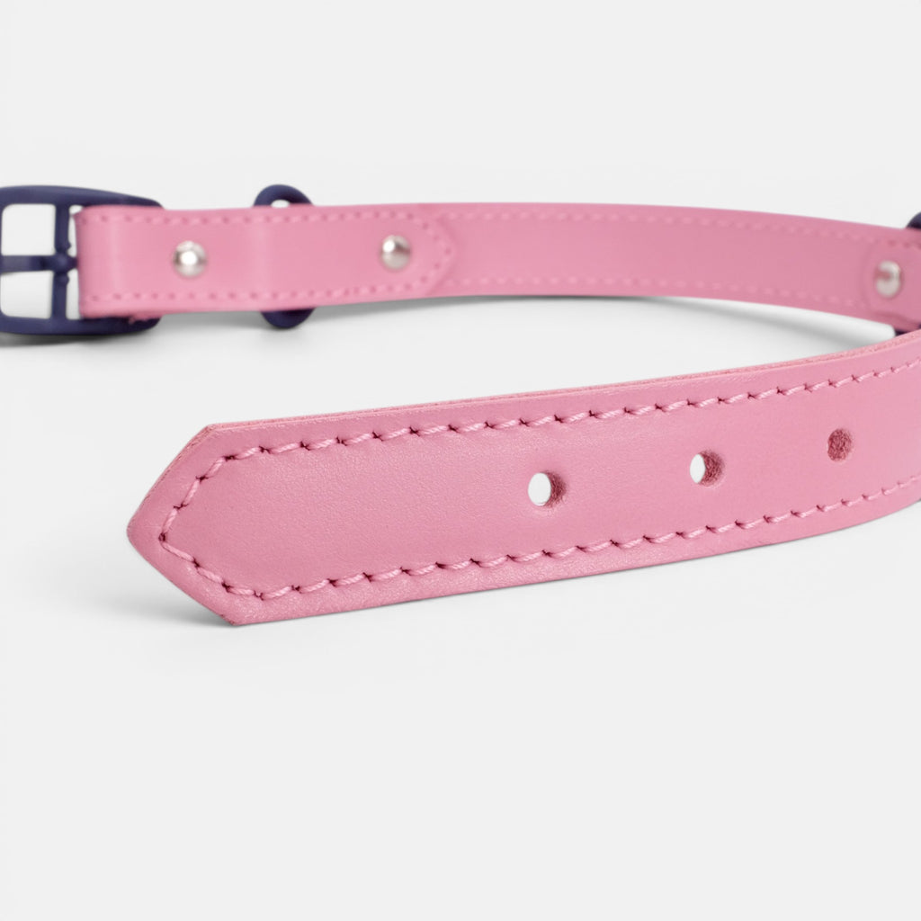 Pink Leather Dog Collar