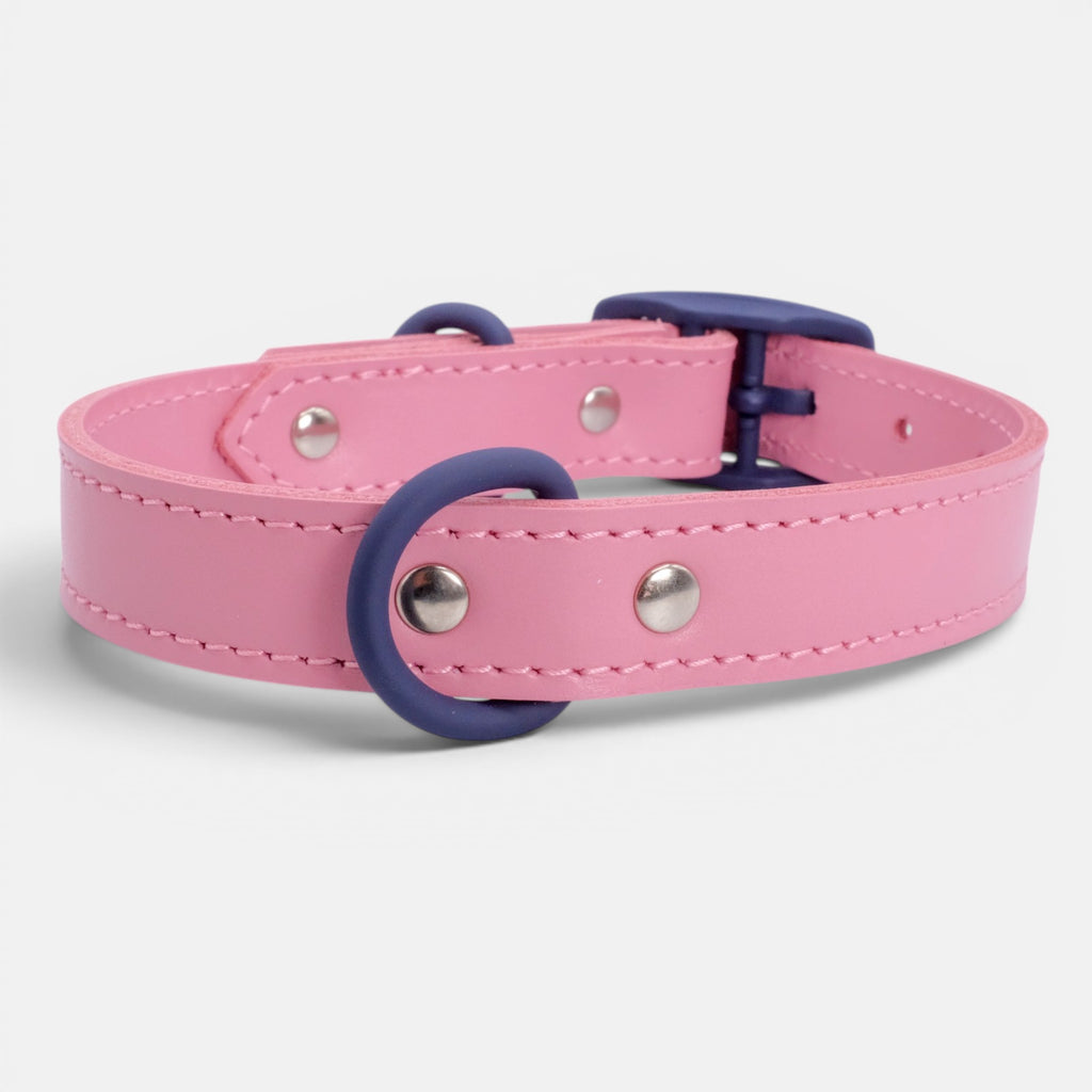 Pink Leather Dog Collar
