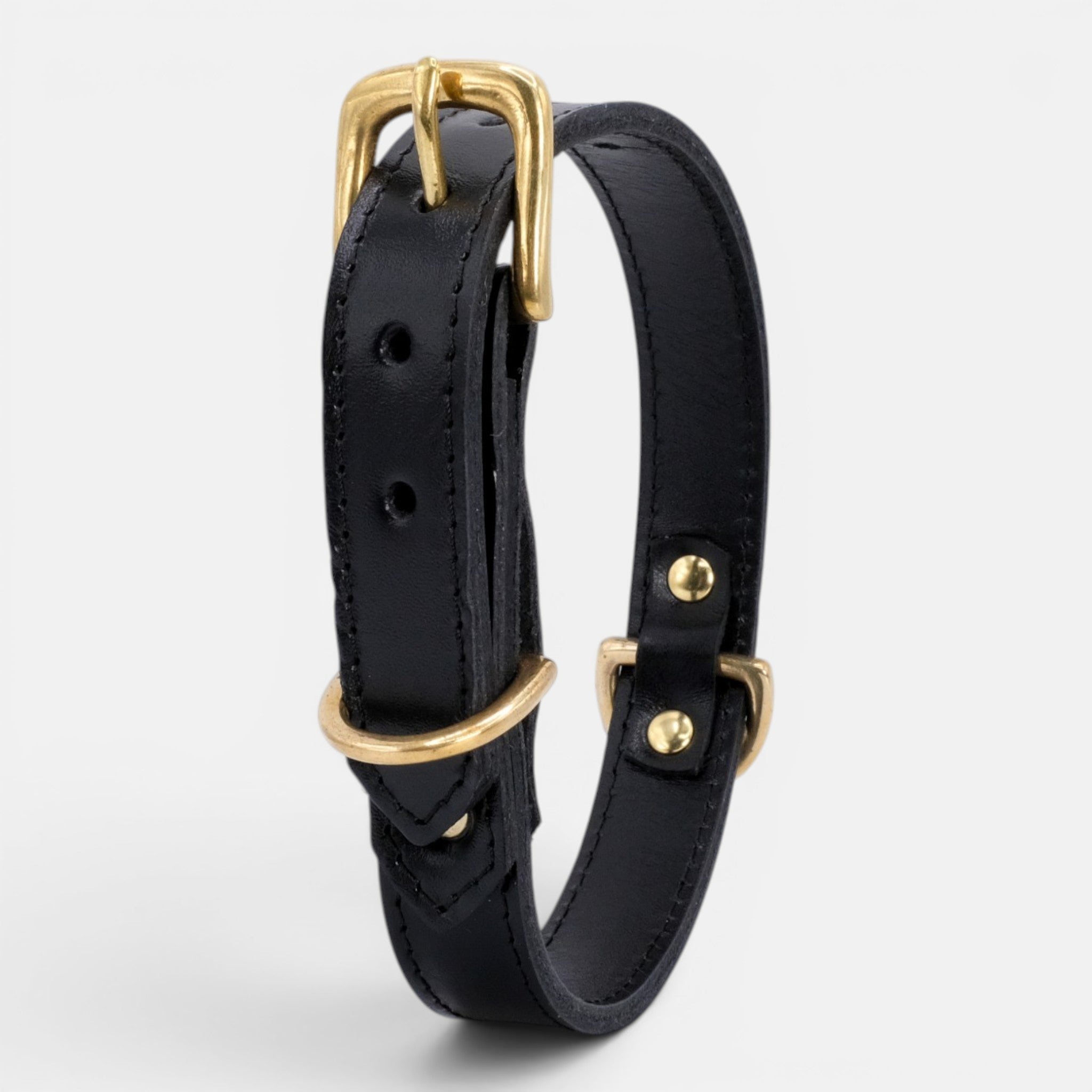 Black Leather Dog Collar