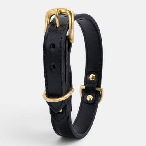Black Leather Dog Collar