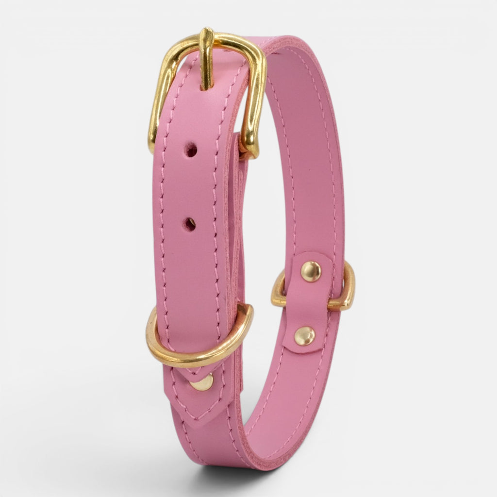Pink Leather Dog Collar
