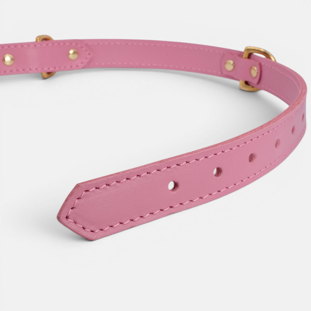Pink Leather Dog Collar