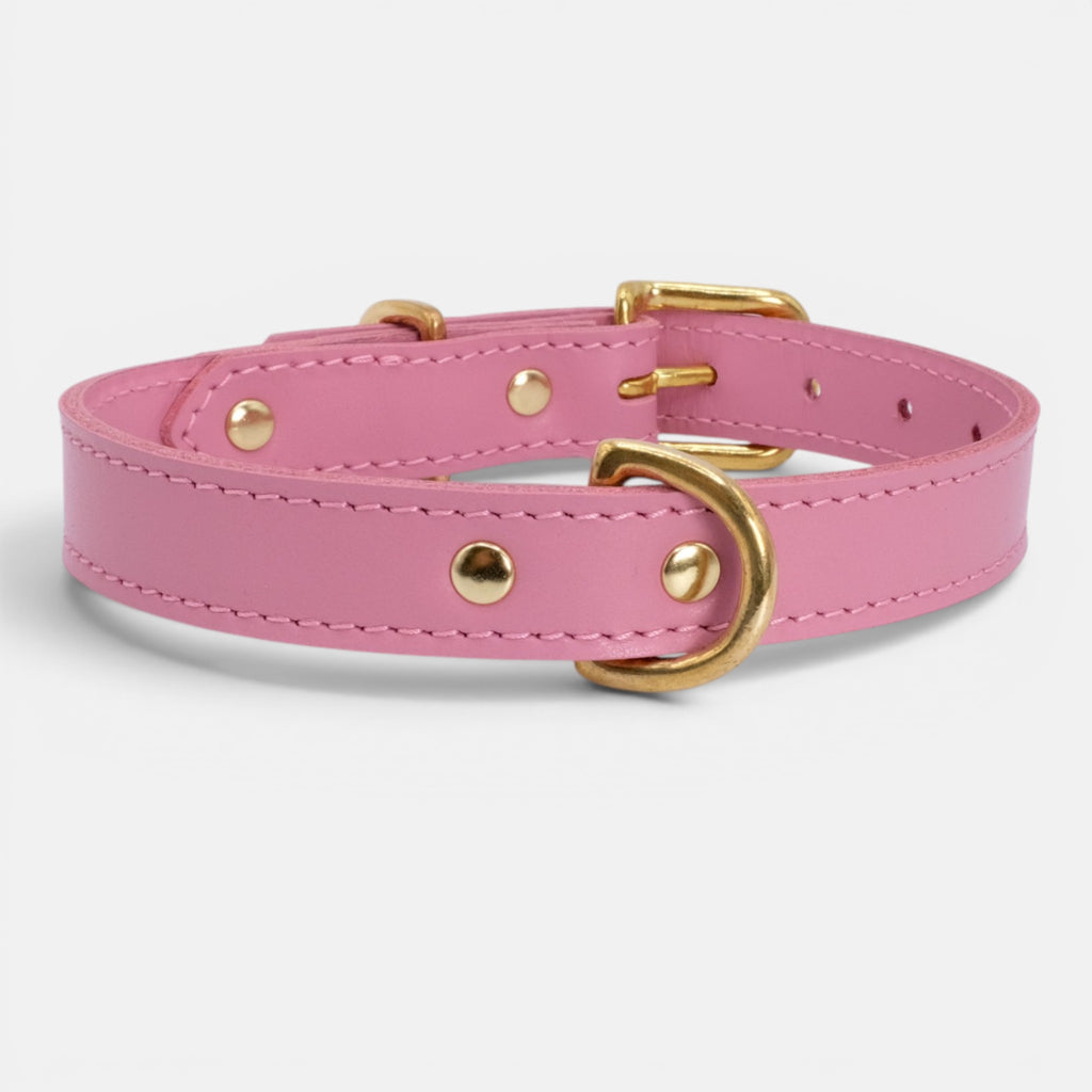 Pink Leather Dog Collar