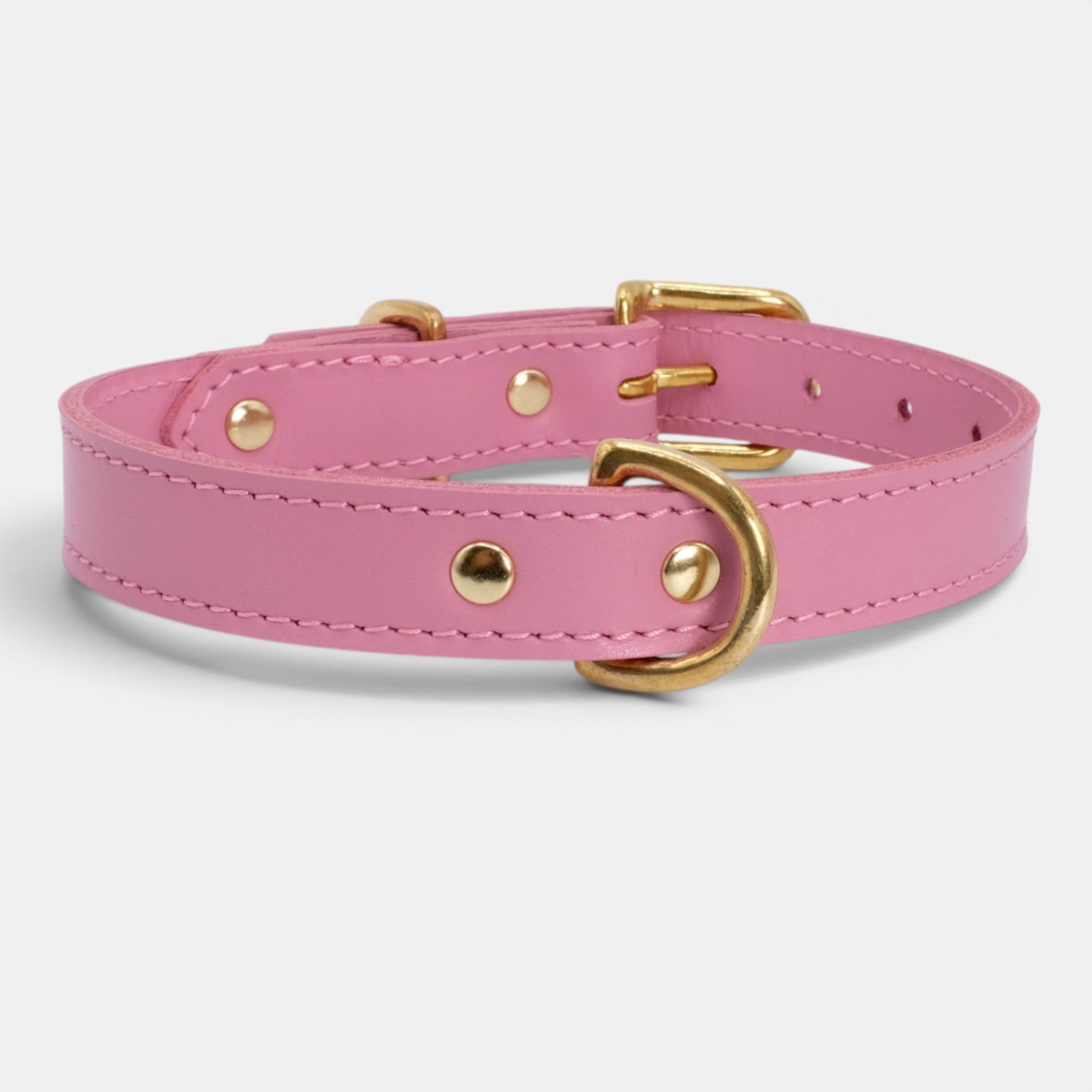 Pink Leather Dog Collar