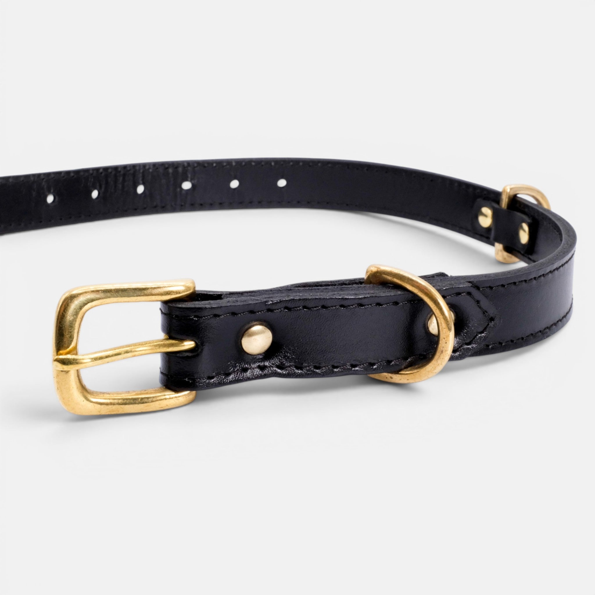Black Leather Dog Collar