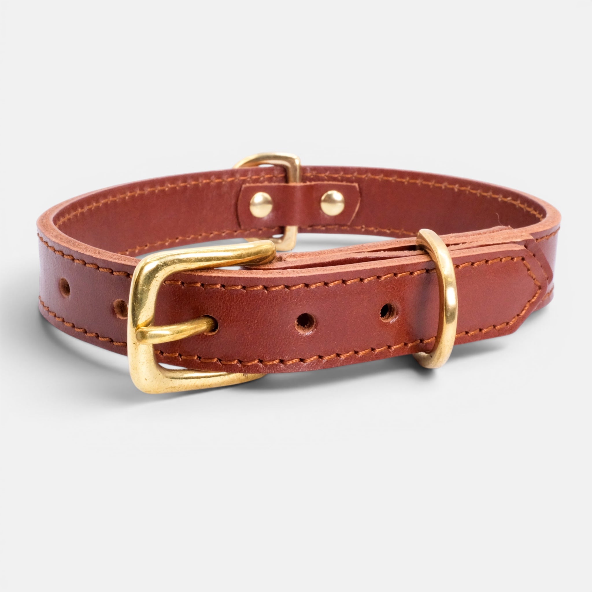Mocha Leather Dog Collar