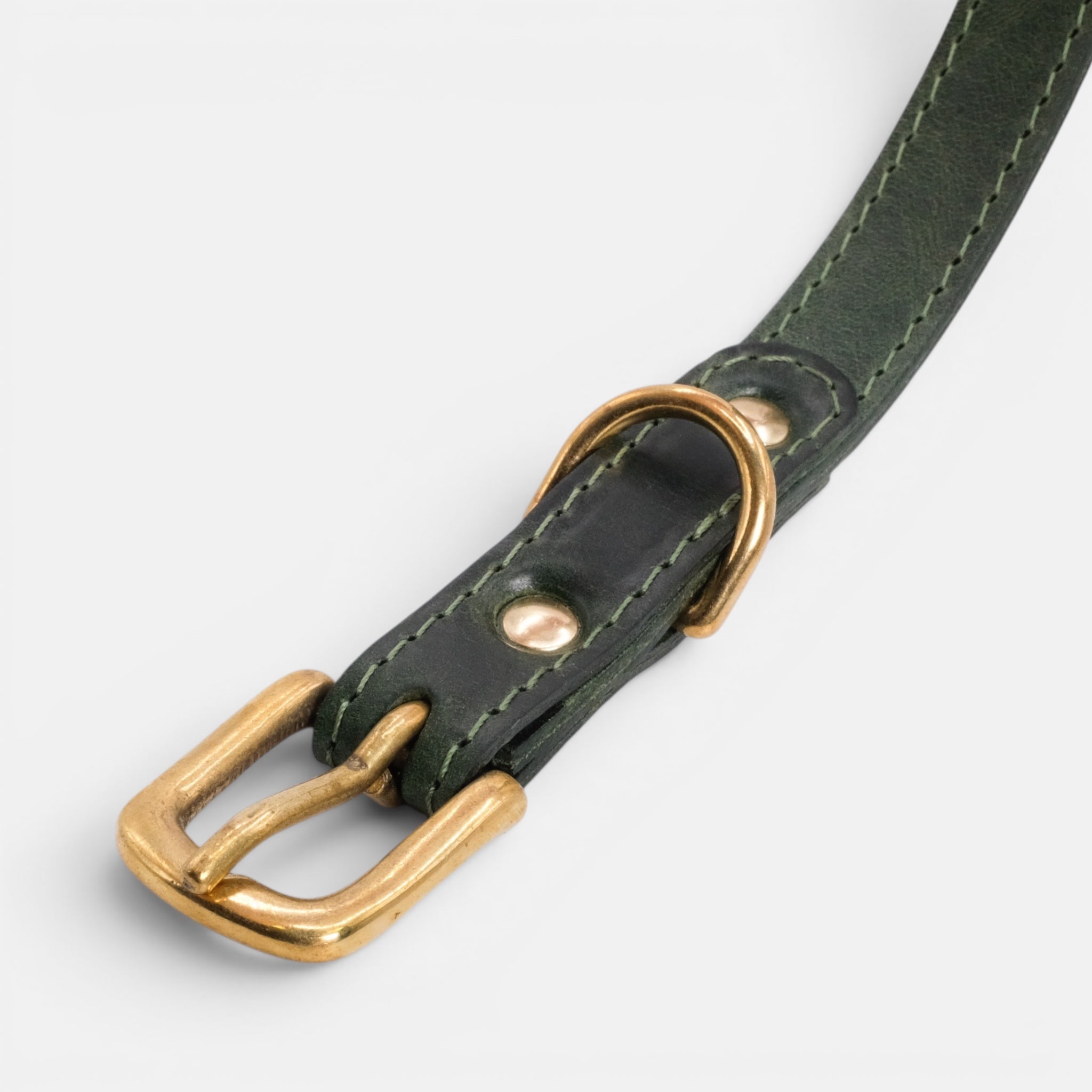 Forest Green Leather Dog Collar