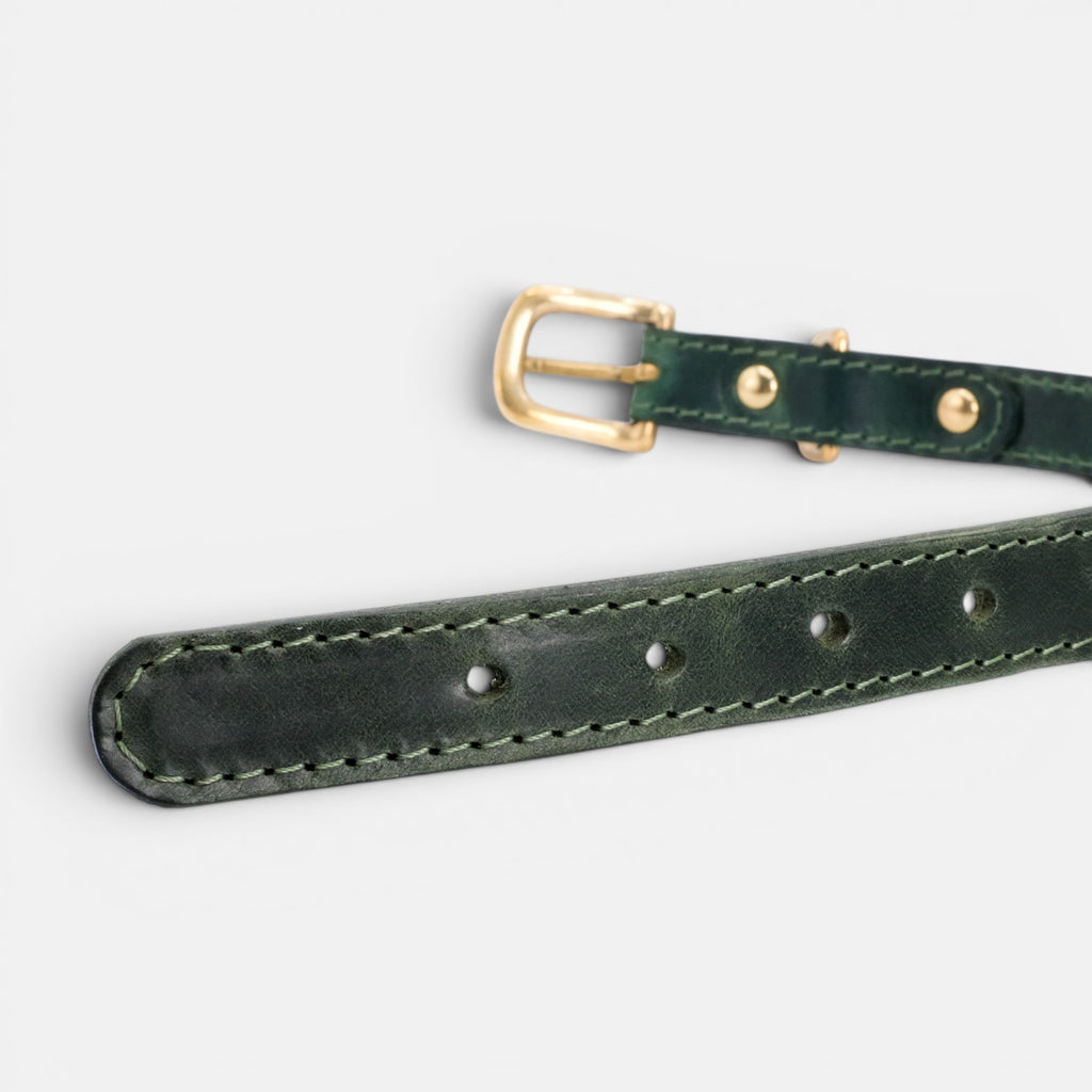 Forest Green Leather Dog Collar