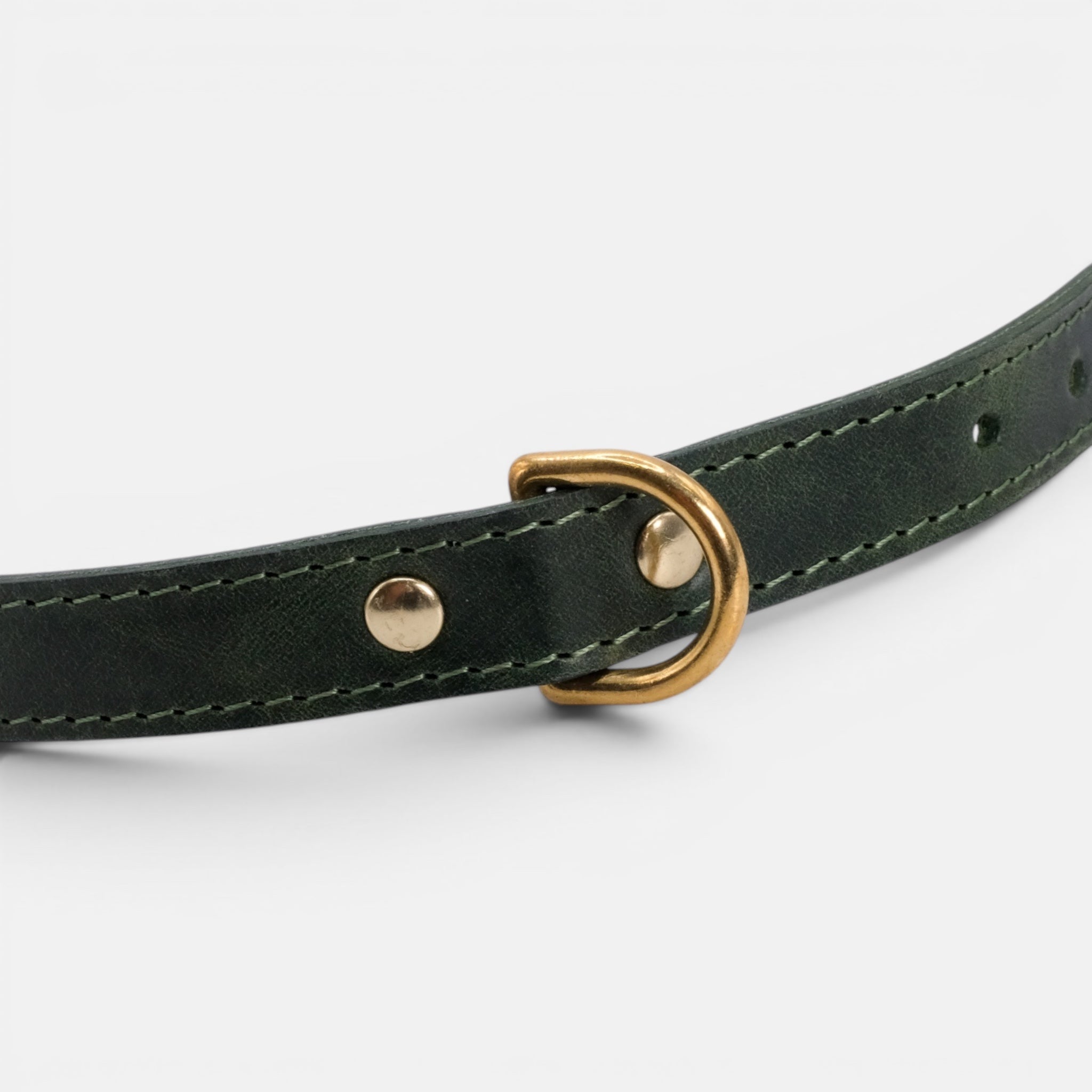 Forest Green Leather Dog Collar