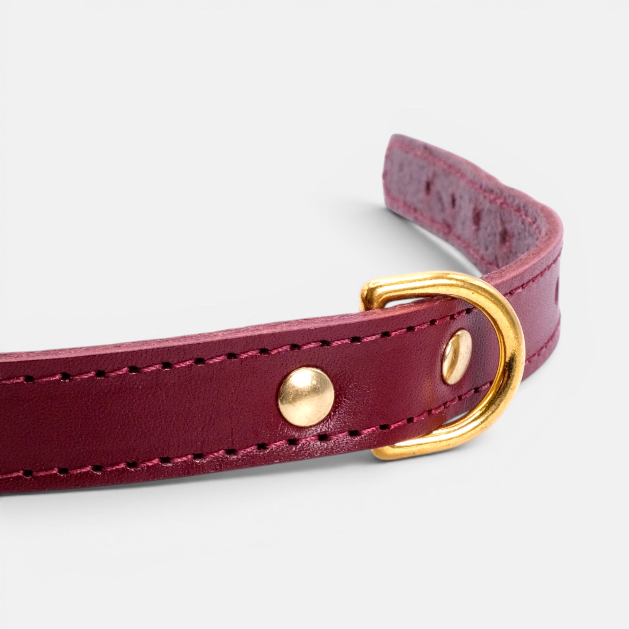 Burgundy Leather Dog Collar