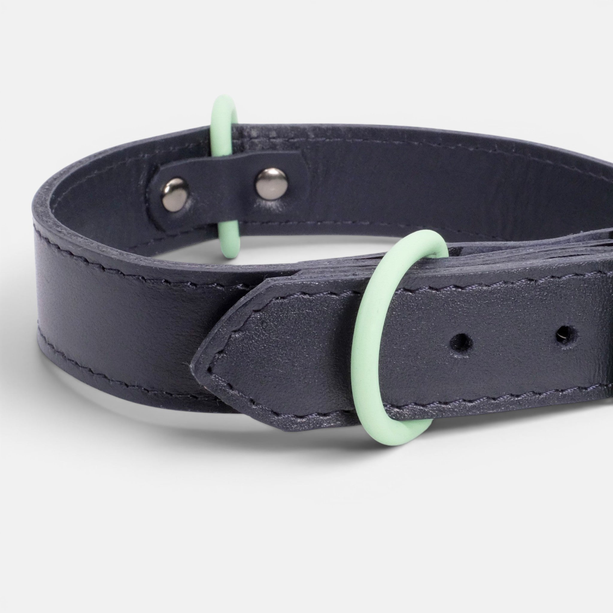 Navy Leather Dog Collar