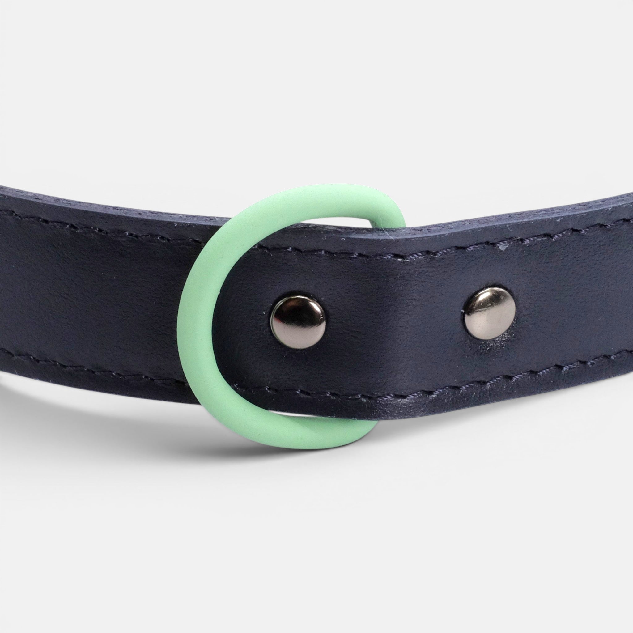 Navy Leather Dog Collar