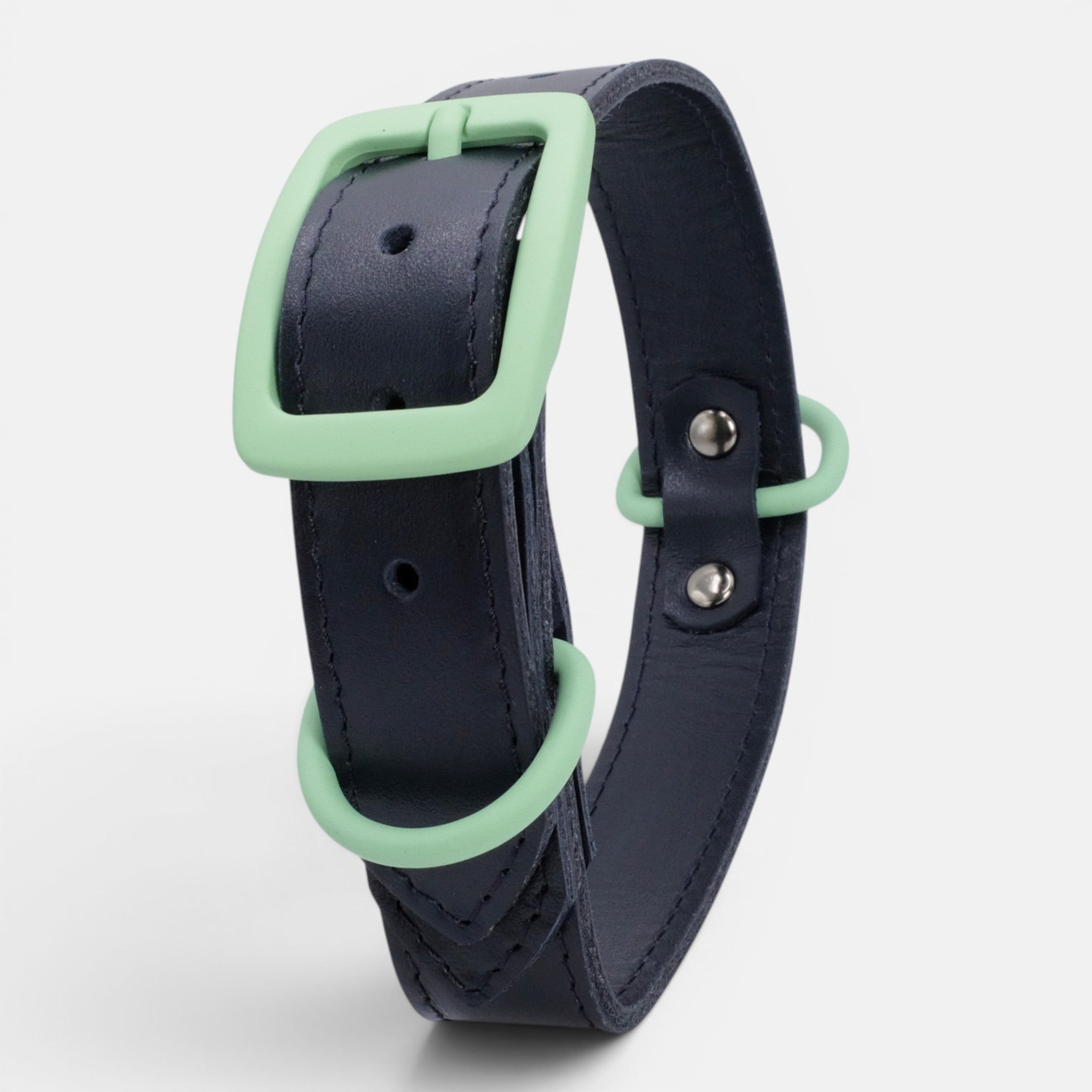 Navy Leather Dog Collar