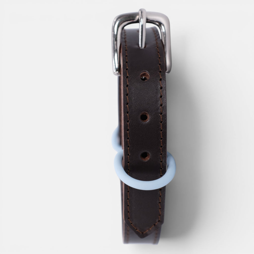 Chocolate Brown Leather Dog Collar