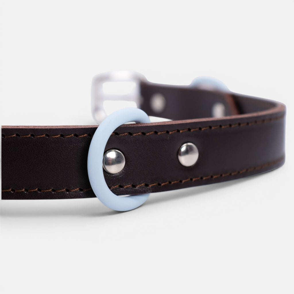 Chocolate Brown Leather Dog Collar