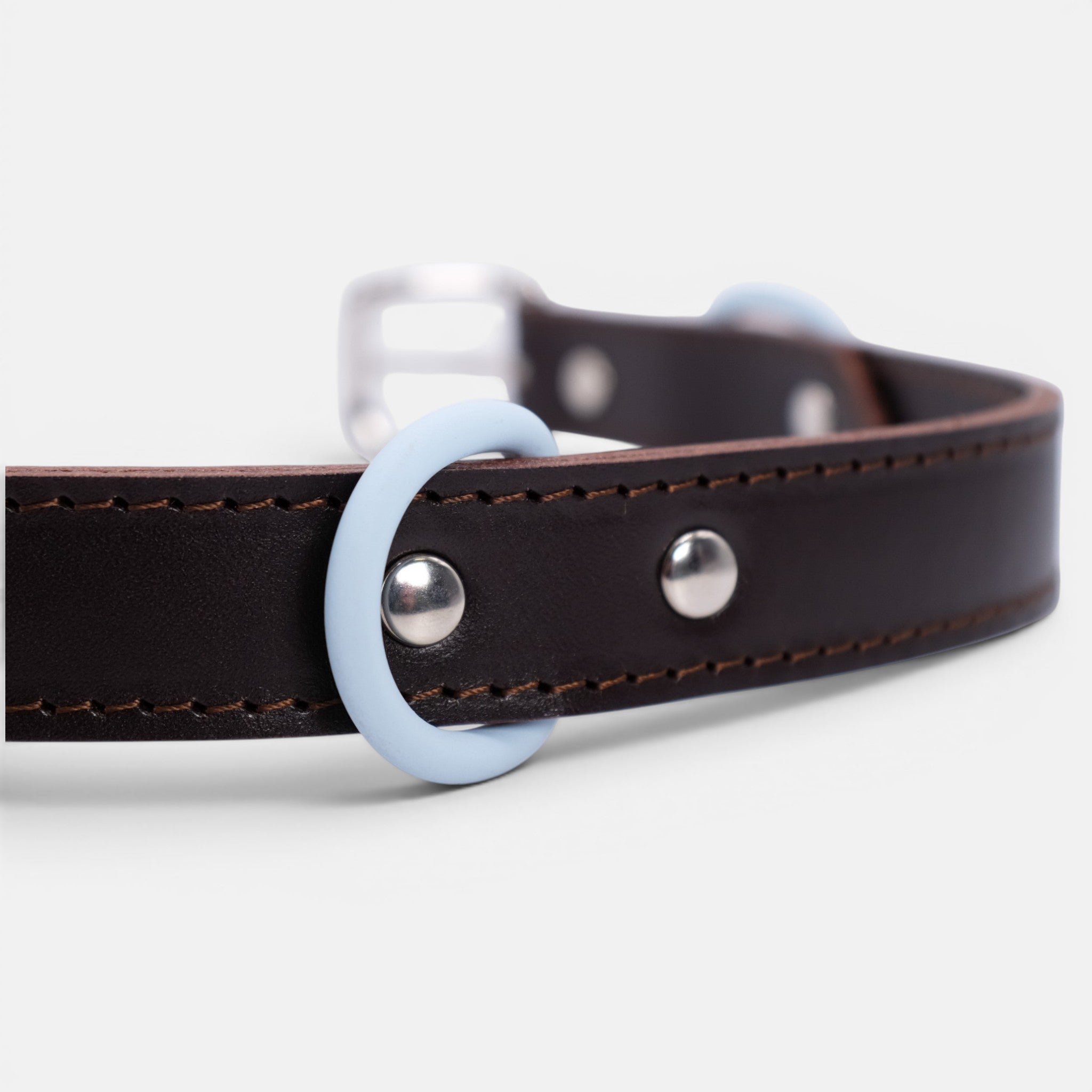 Chocolate Brown Leather Dog Collar