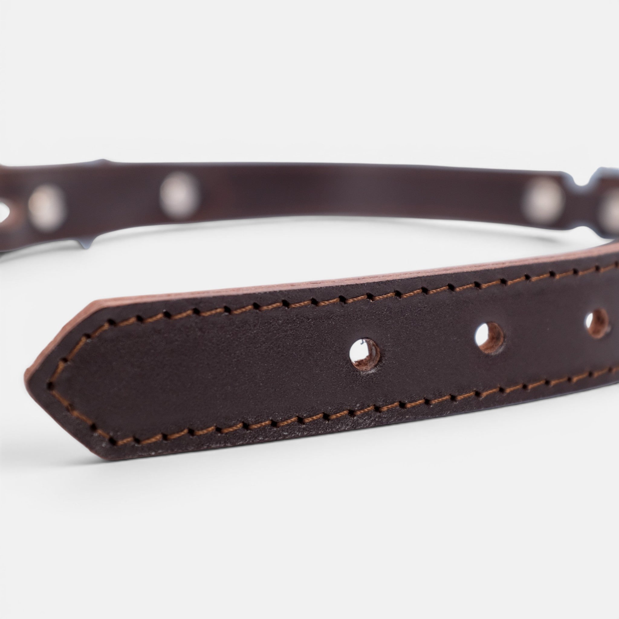 Chocolate Brown Leather Dog Collar