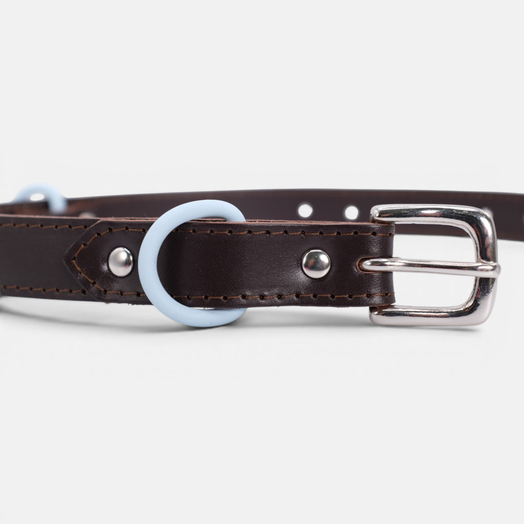 Chocolate Brown Leather Dog Collar