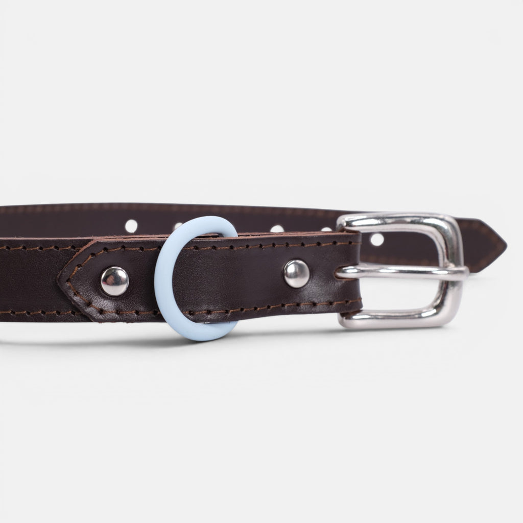 Chocolate Brown Leather Dog Collar