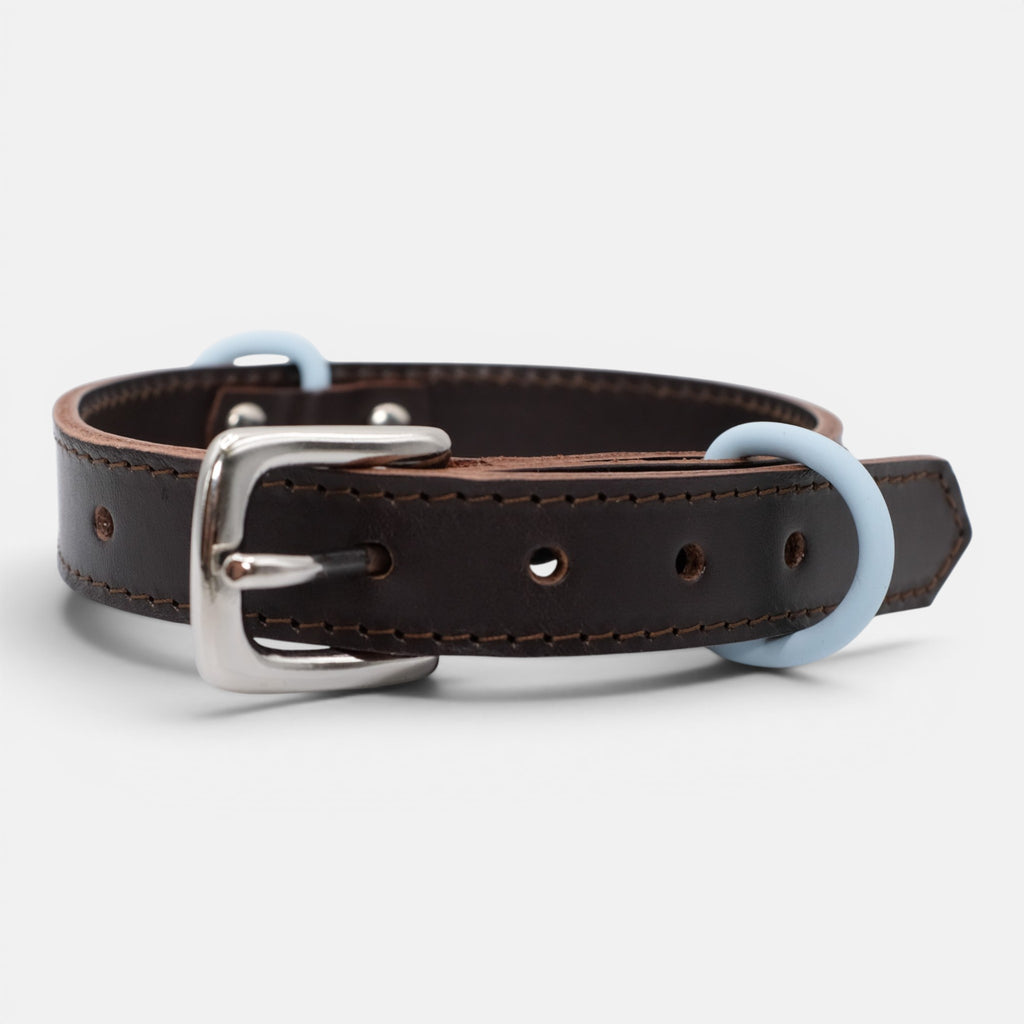 Chocolate Brown Leather Dog Collar
