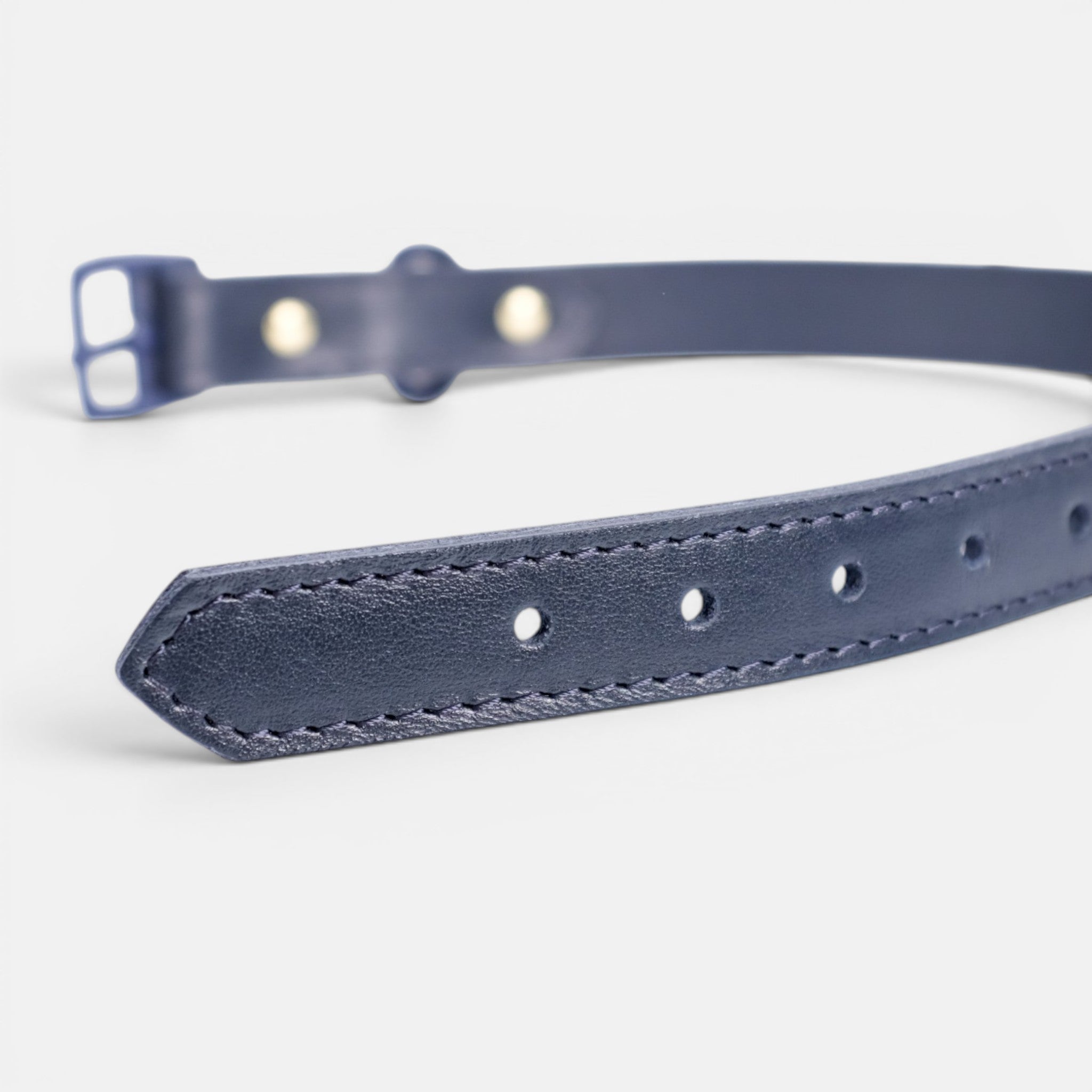 Navy Leather Dog Collar