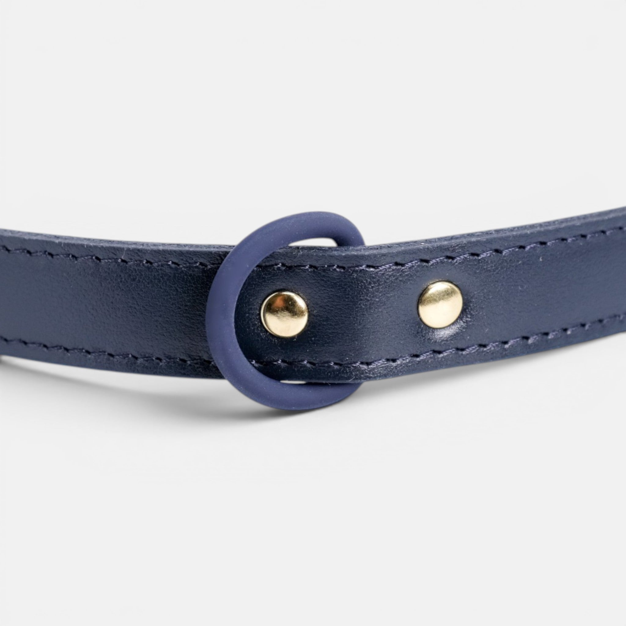 Navy Leather Dog Collar