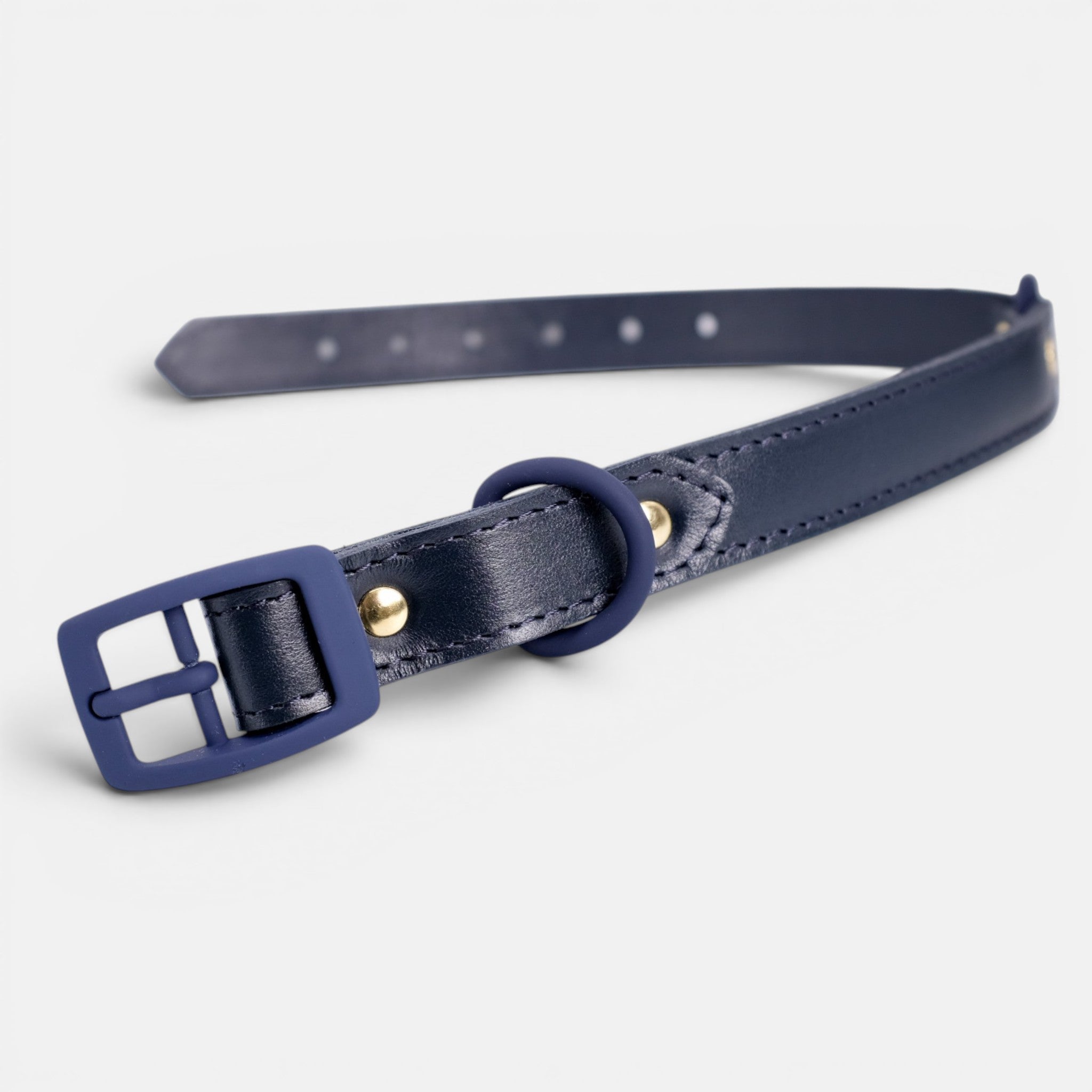 Navy Leather Dog Collar
