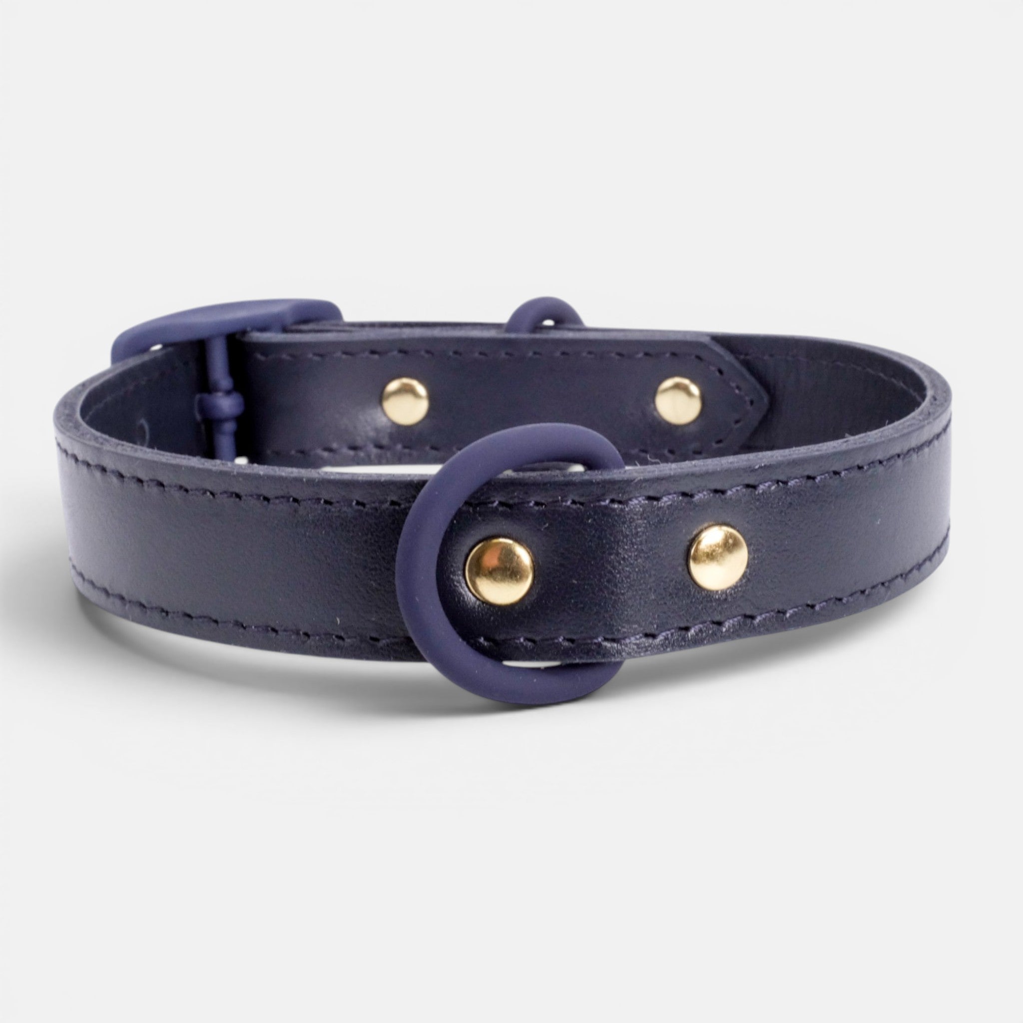 Navy Leather Dog Collar