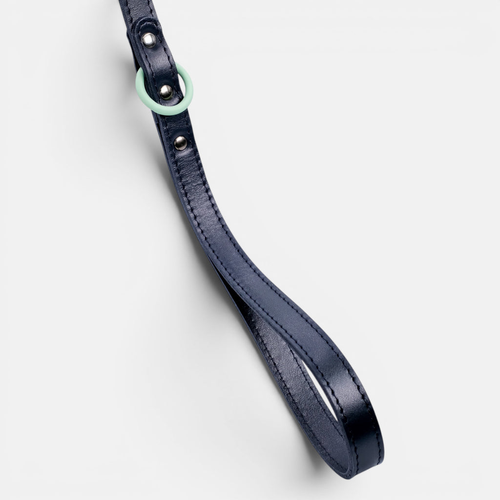 Navy Leather Dog Lead