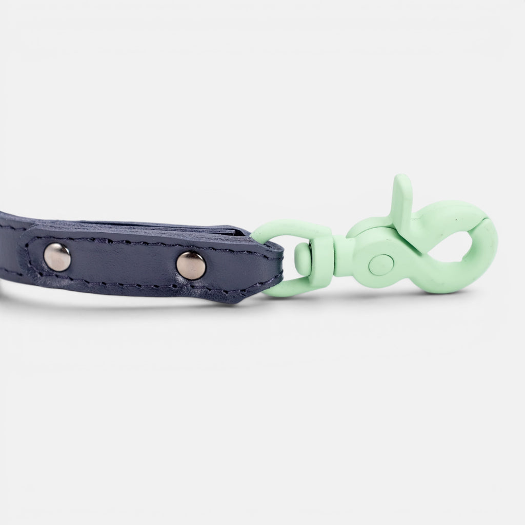 Navy Leather Dog Lead