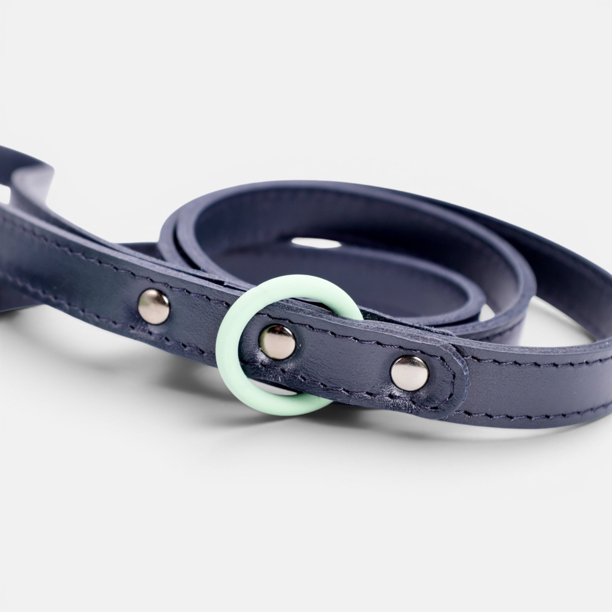 Navy Leather Dog Lead