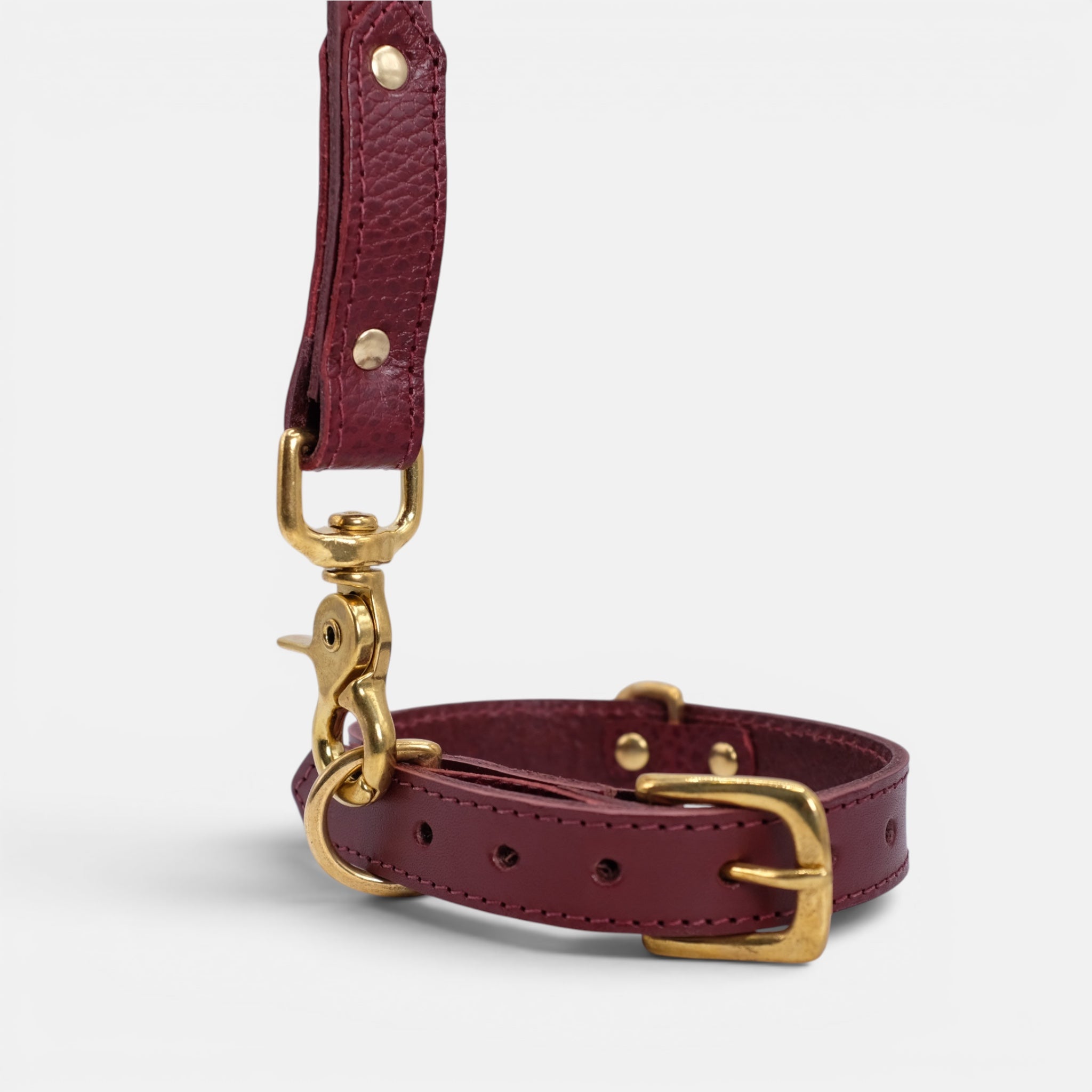 Burgundy Leather Dog Lead