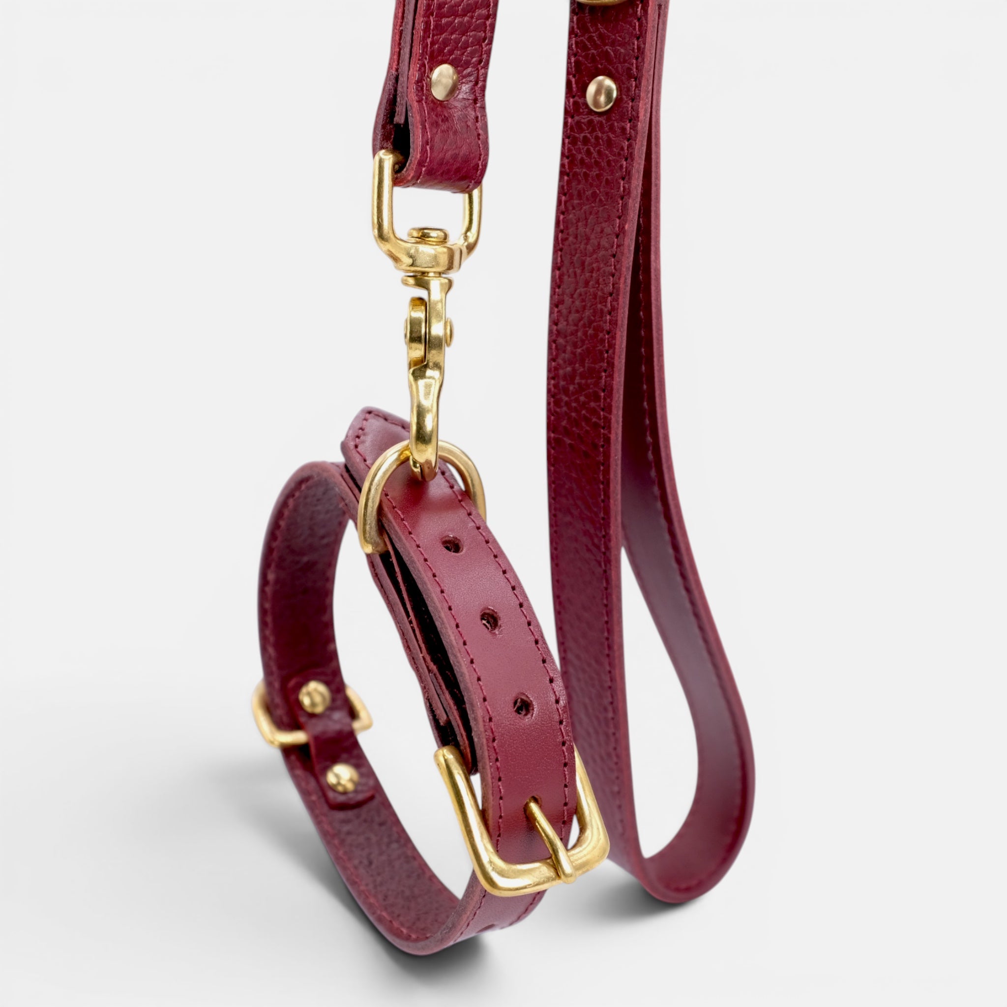 Burgundy Leather Dog Lead