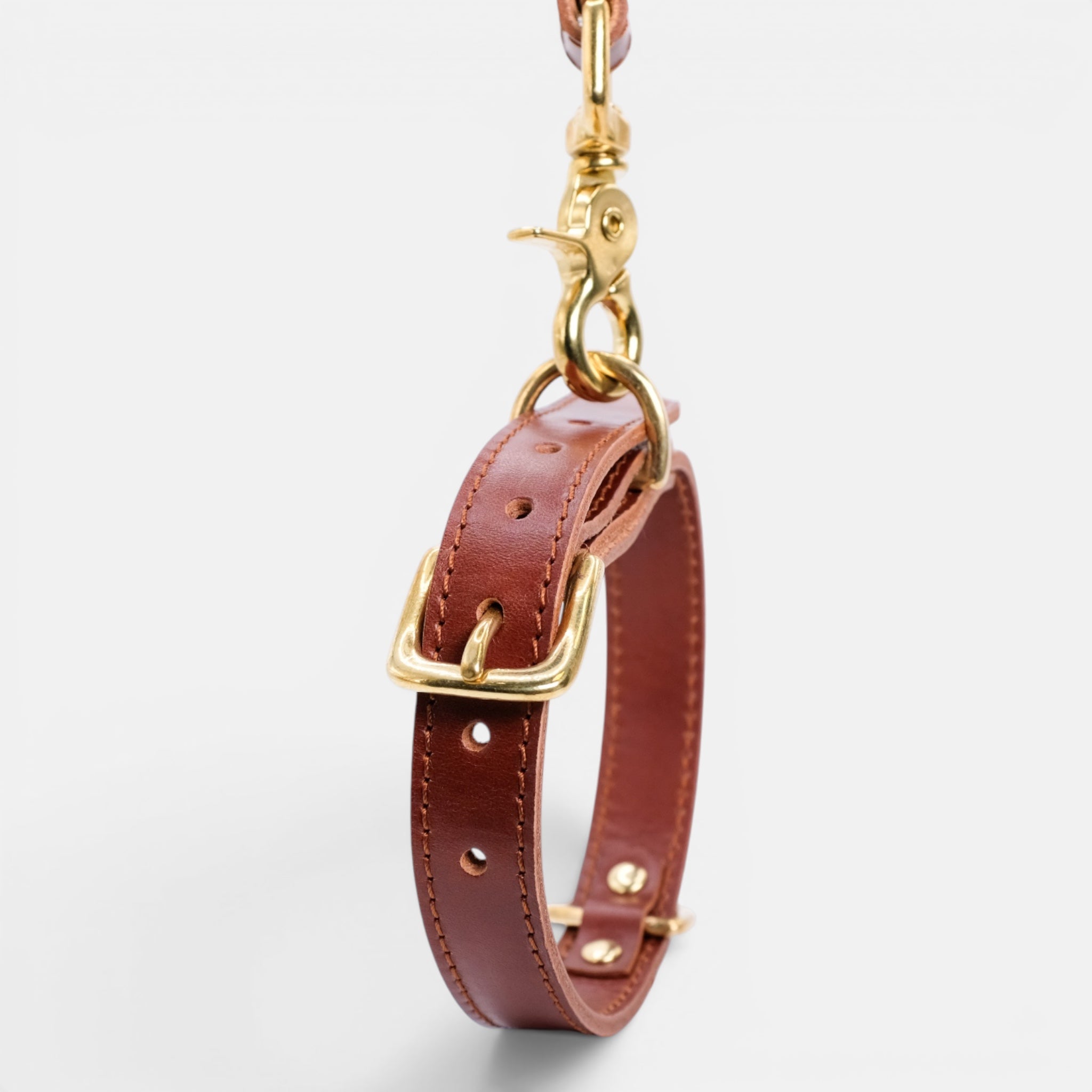 Mocha Leather Dog Collar & Lead Set