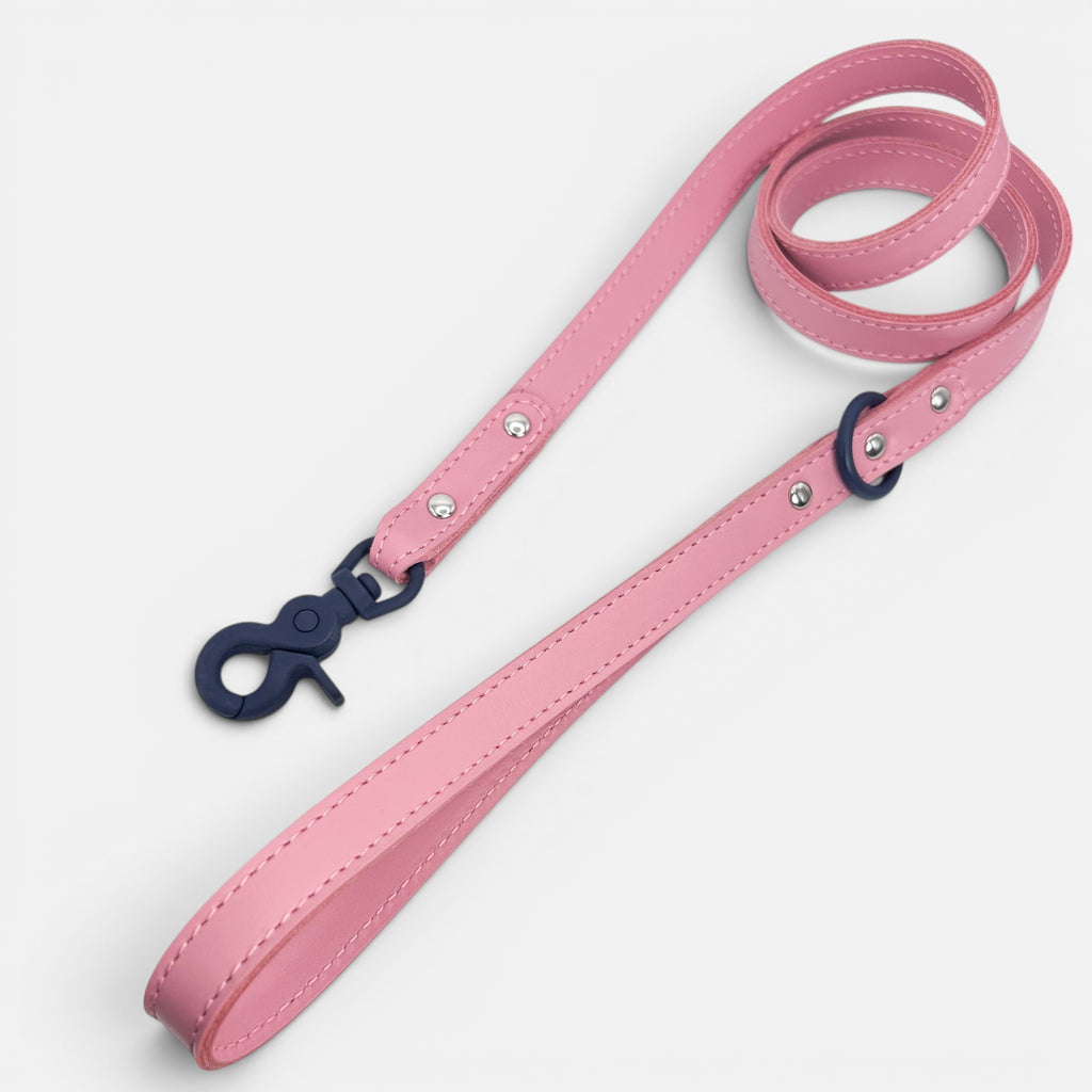 Pink Leather Dog Lead